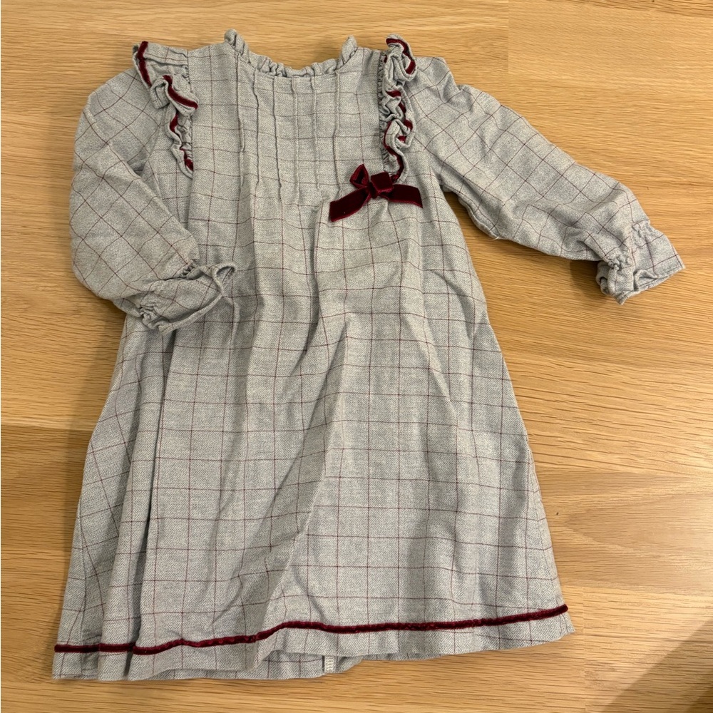 Pepa London Gray Check Dress with Velvet Trim